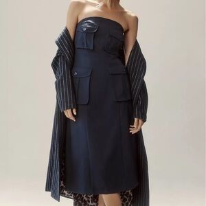 ANTHROPOLOGIE NAVY MIDI DRESS M